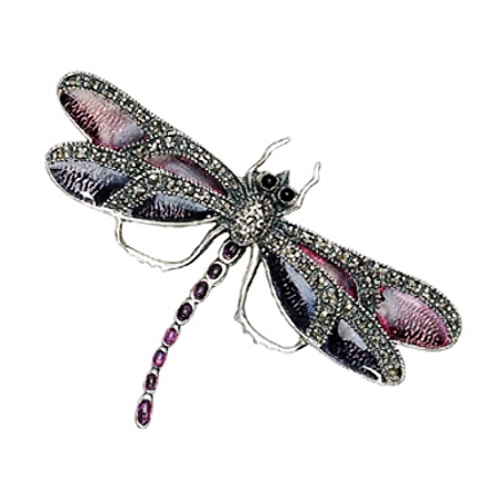 Dragonfly Enamel and Marcasite Pin - Click Image to Close